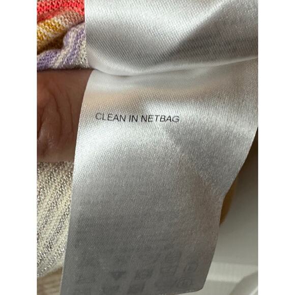 Escada Sport Ivory Multi Stripes Short Sleeve Knit Top Women's Size XL - Picture 6 of 7